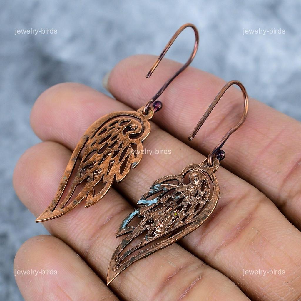 Yellow Agate Gemstone Copper Elegant Wedding Drop Artisan Electroformed Earrings VP-83