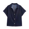 Kaslead New Women Clothes Western Style Fashion Short Sleeve Demin Shirt Trousers 4083231 4083232