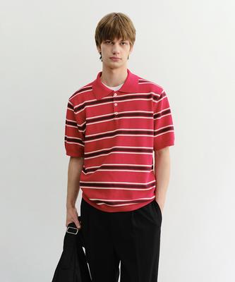 Deonseuteupomaen Multi Striped Polo Knit_Unisex_Udsw6B122_Red / Burgundy