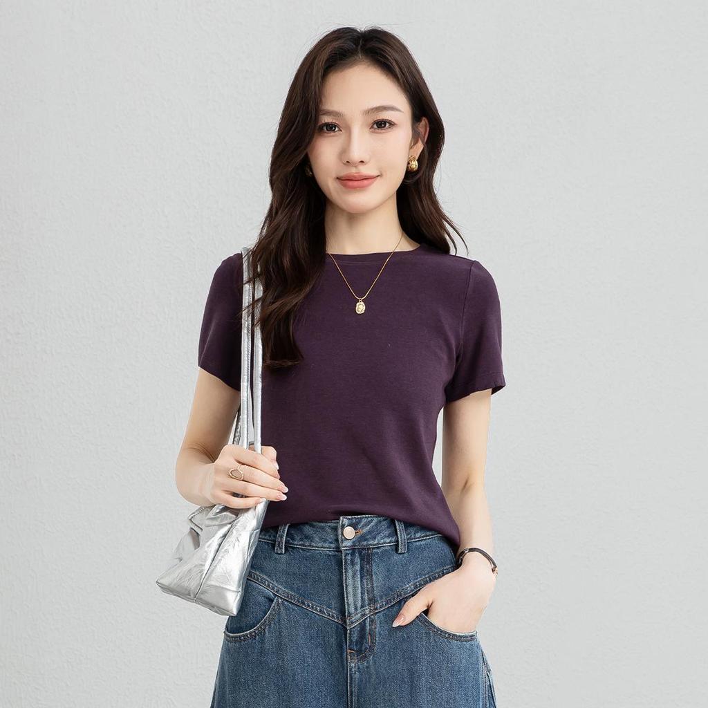 Yi Fei Women's Slim Fit Age-Reducing T-Shirt – Petite & Regular Short Sleeves