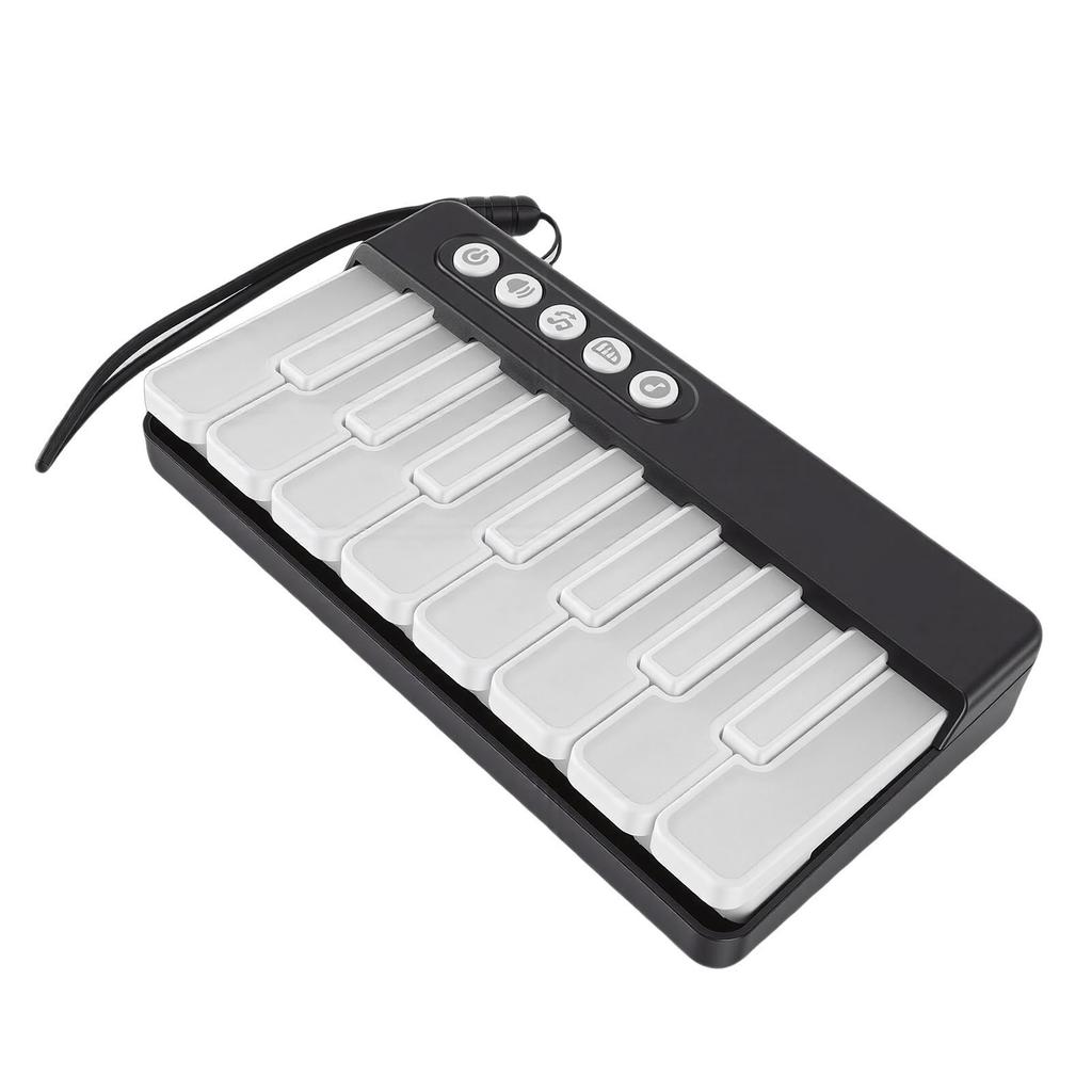 Keyboard Piano Toy with 7 Color Gradient Lights Black Portable Light Up Keyboard Piano Musical Instrument Toy