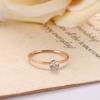 JeeMango Titanium Steel 6 Prong Setting Cubic Zirconia Crystal Ring Rose Gold Color Engagement Wedding Rings For Women JR19164