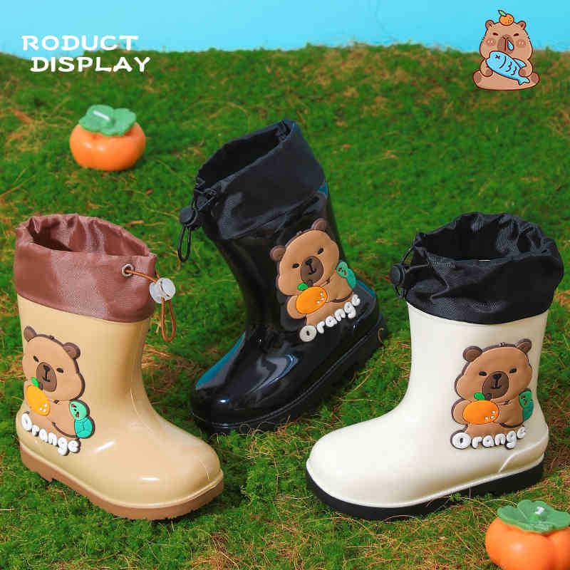 Capybara Kinder Gummistiefel, rutschfest, warm, mit weichen Sohlen