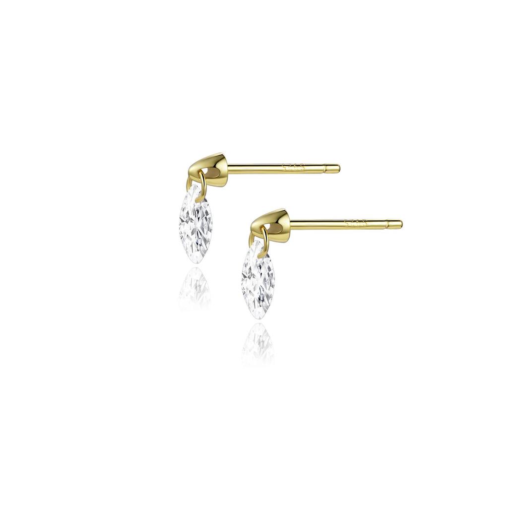 ANDYWEN 925 Sterling Silver Gold Oval CZ Zircon Stud Earring Clips Women Luxury Fine Jewelry 2023 Crystal Rock Punk Jewels