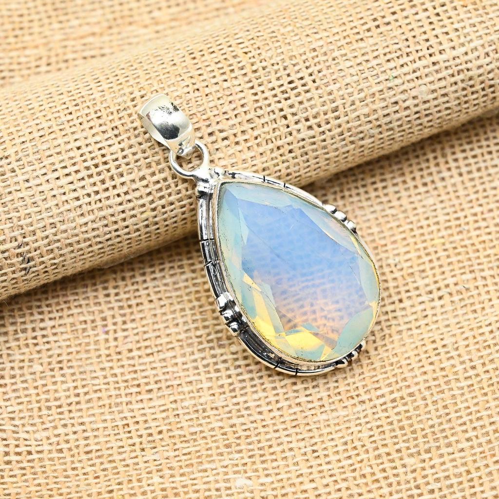 Milky Opal Gemstone Jewelry Handmade 925 Sterling Silver Pedant For Wedding Gift