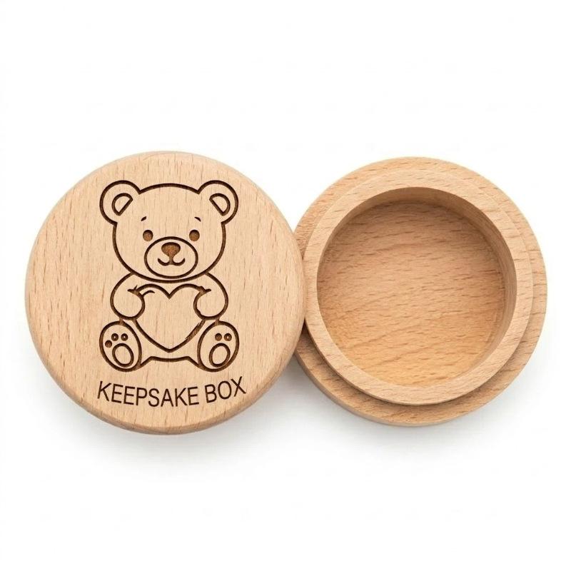 1 pièce Bois Brut Souvenir Pour Dents de Lait Cheveux & Souvenirs Boîte en Bois Fée des Dents Décoration de Maison Cadeau d'Anniversaire