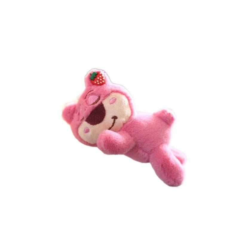 Lotso  Plush Toy Cute Keychain Bag Charm Sleepy Pose Doll Grab Machine Hanging Ornament Creative Gift for Girls Kids