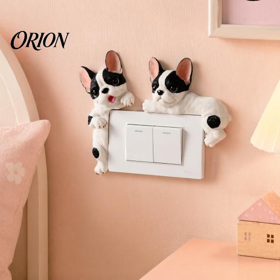 Easy Install Switch Cover 3D French Bulldog Resin Light Cover, Cute Cartoon Dog Wall Socket Decorative Plate Sticker Decor, Self-Adhesive Animal