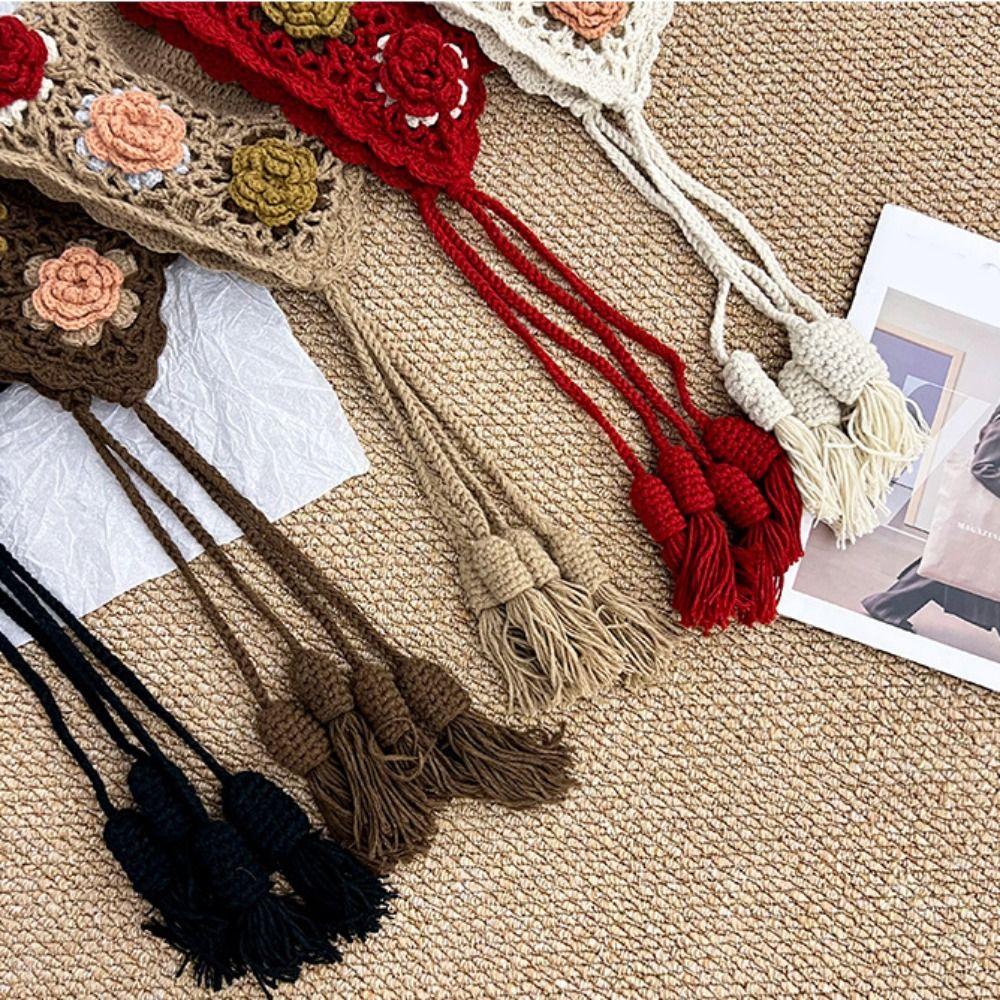 Tassels Tassel Beanies Hollow Out Knit Cap Fashion Crochet Knitted Hat Apparel Accessories