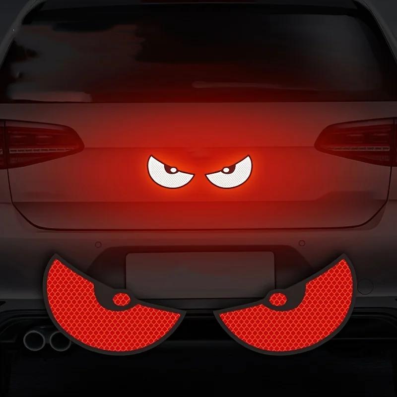 2pcs Car Reflective Safety Warning Tape Cat Eyes Pattern Night Driving Safety Decals for Auto Truck Motorcycle Reflector Sticker