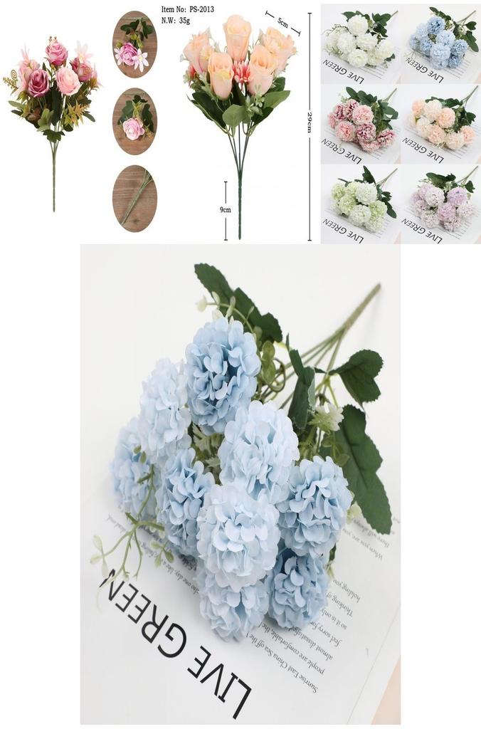 Realistic Rose Peony Artificial Flower Bouquet For Home Wedding Hotel Decoration Silk Material