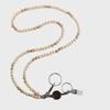 Unisex Stretchable Wooden Bead ID Necklace with Easy-Pull Key Chain