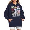 Women's Fashion Casual Long Sleeved Round Neck Letter Printing Loose Plush Pullover With Rope Hoodie