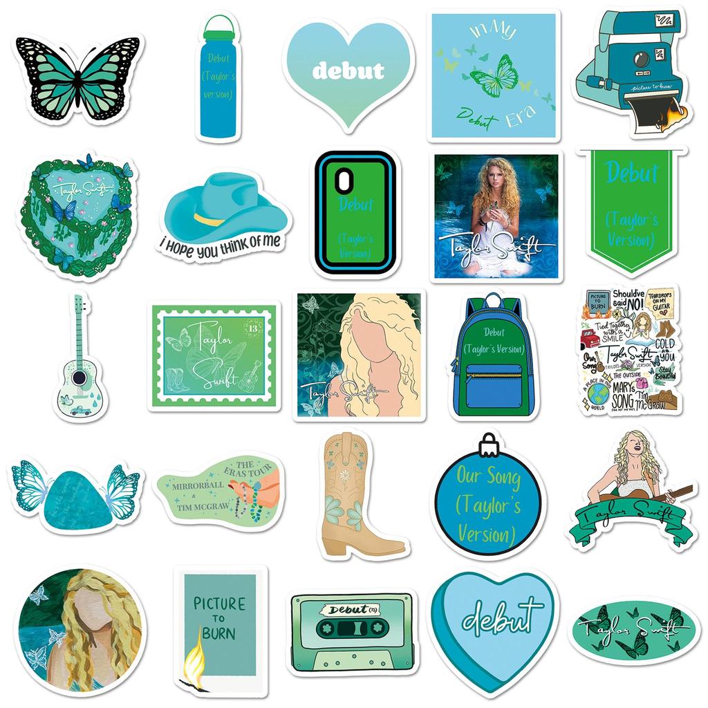 50pcs Taylor Swift Album Star Stickers - Waterproof Creative Decor for Water Bottles & Phones