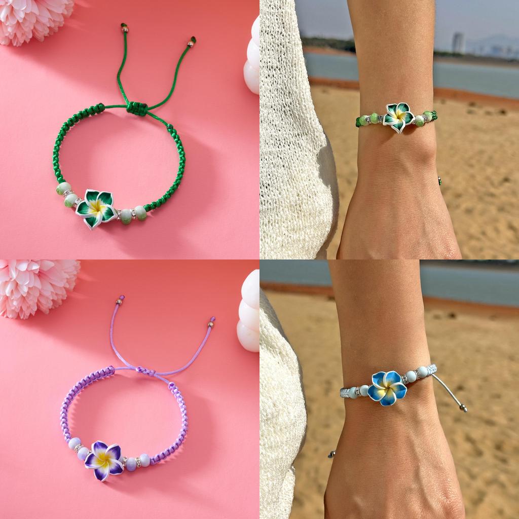 Soft Clay Flower Handmade Bracelet For Women With Adjustable Fit And Floral Design