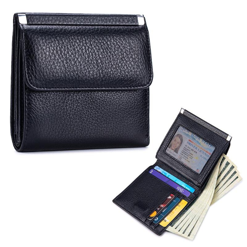 New leather short wallet women s premium storage bag first layer cowhide wallet multi-function card bag change bag