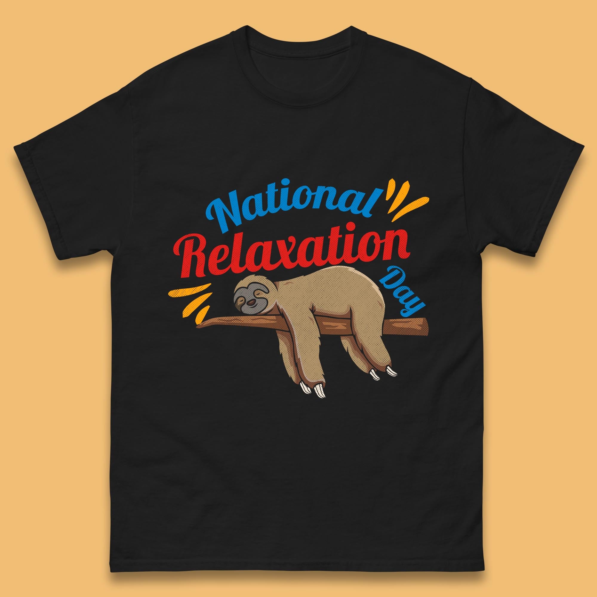 National Relaxation Day Sleeping Sloth Funny Sloth Nap Lazy Sloth Mens Tee Top L