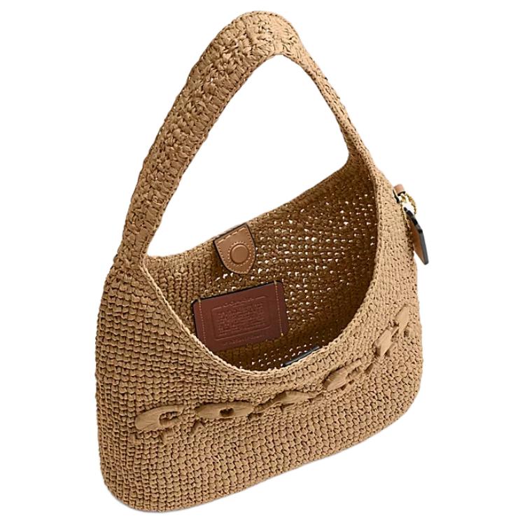 Coach Brooklyn 28 Magnetic Buckle Closure Logo Paper Messenger Bag Large Female Light Brown