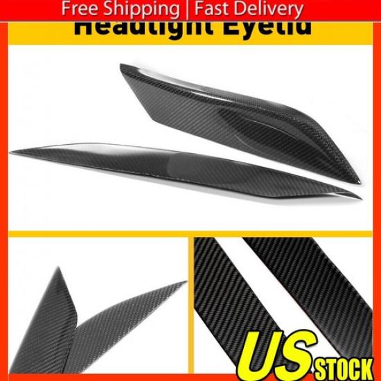 2Pcs Carbon Fiber Headlight Eyebrows Eyelids Cover Trim For Nissan 350Z 2003-09