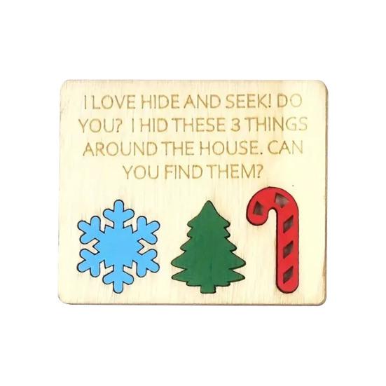 Yousheng Christmas Hide And Seek Game Rustic Wooden Hide Seek Board Decoration Family Game Holiday Party Candy Cane Tree Snowflake Puzzle Ornament