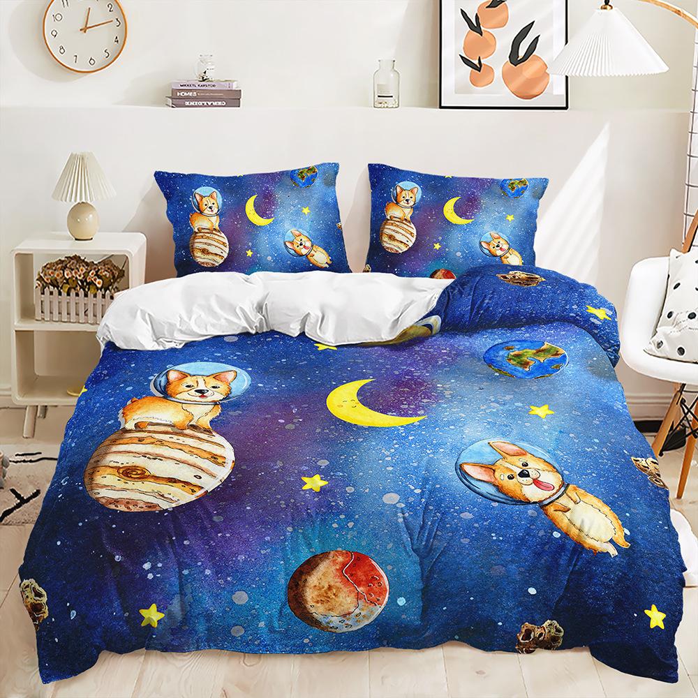 3D Planet Bedding Set for Boys' Room Duvet Cover Pillow Case 2/3 Pieces for Space Fans Room Soft Home Textile Children's Room Home Decoration