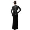 European & American Fashion Women's Long-Sleeve Beaded Bodycon Dress