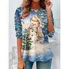 Fashion 3D Print Snowman Christmas Theme O-Neck Long Sleeve T-Shirts Womens Clothing Casual Y2K Clothes Harajuku Female Clothing