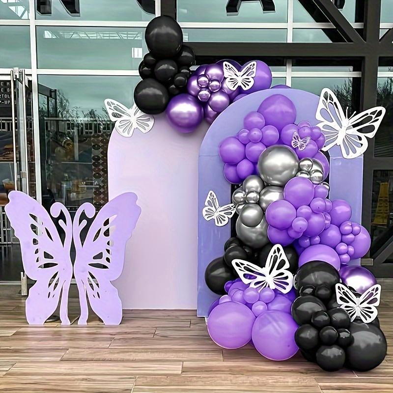 Black Purple and Metallic Lavender Silver Balloon Arch Kits Perfect for Movie-themed Parties Birthdays Anniversaries Decorations
