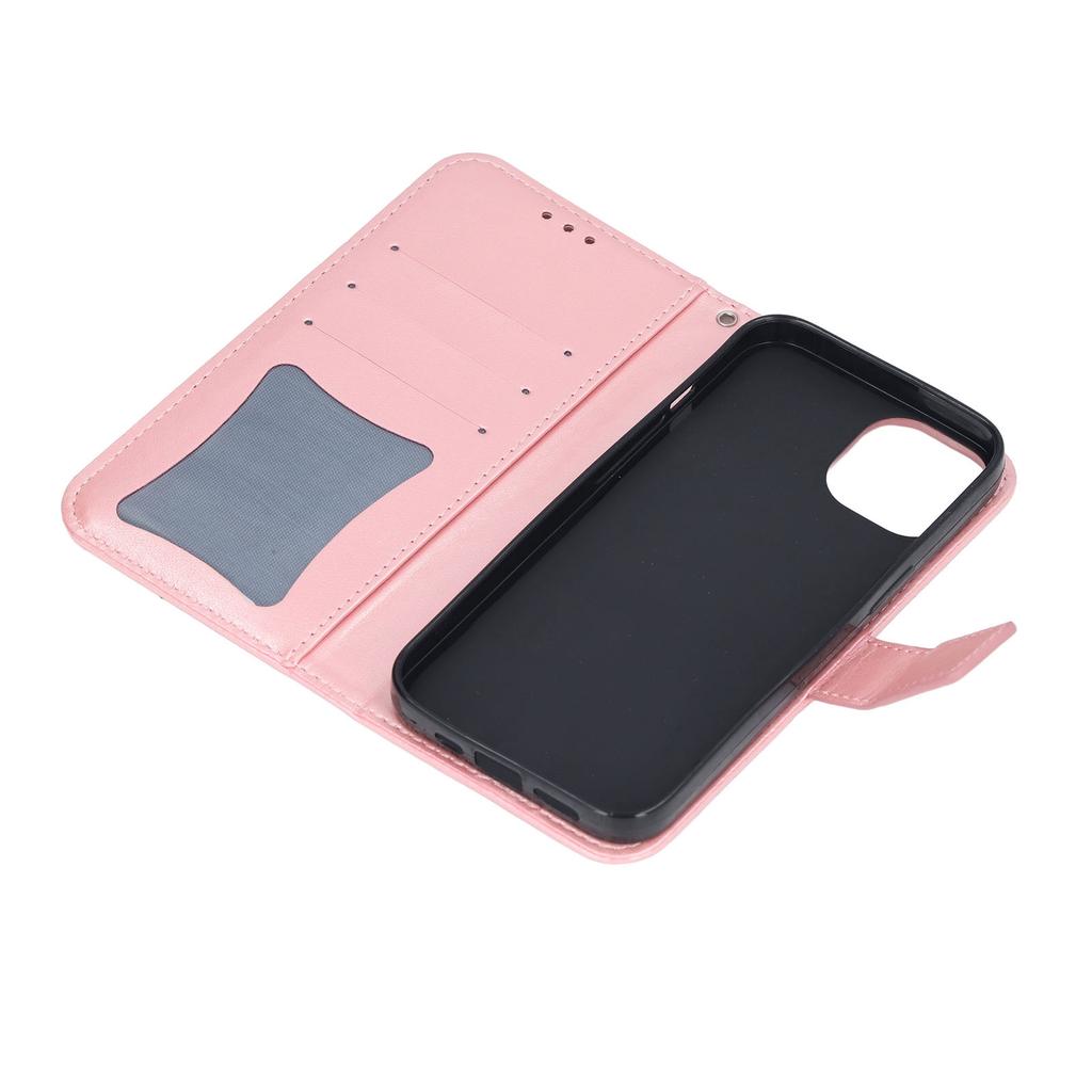 Phone Wallet Case With Card Slot Stand PU Leather Flower Embossed Protective Flip Cover for IPhone