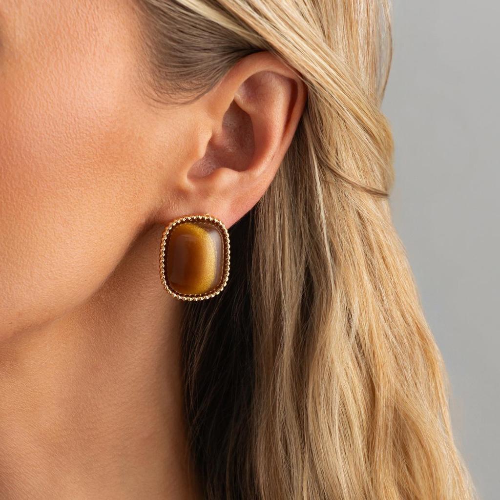 Retro Gradient Resin Geometric Earrings for Women, Luxurious Earrings, Fashionable Jewelry, Party Gifts, Daily Accessories