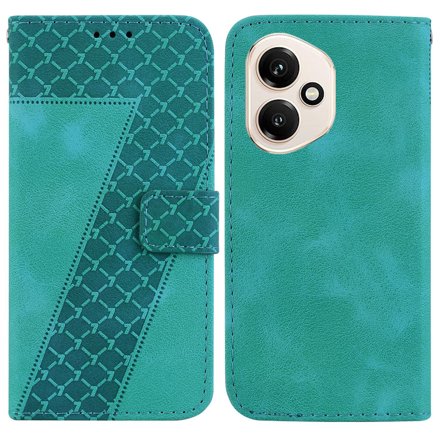 

Для Honor 400 5G (Глобальный) Чехол-подставка с тиснением в виде 7-образного узора, кожаный чехол для телефона с ремешком Green