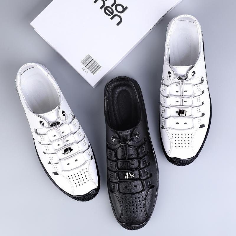 Fashion High Quality Mens Sandals Summer Breathable Luxury Designers Leather Outdoor  Shoes Comfy Beach Flats Luxury Casual Shoes