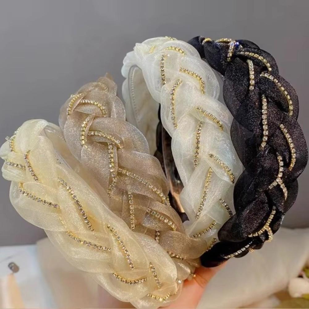 Non-Slip Organza Braided Headband Elegant High Cranial Top Headband  Women's Hair Accessories
