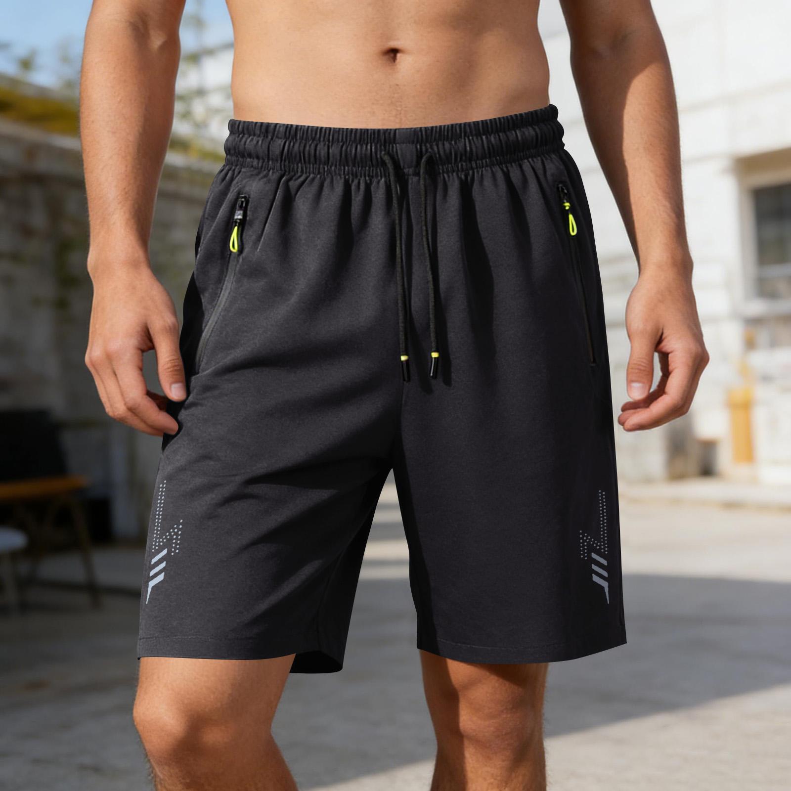 

Men s Summer Quick Dry Shorts with Zipper Pockets Lightweight Athletic Gym Running Workout Shorts for Outdoor Activities and Casual Wear XXL чорний