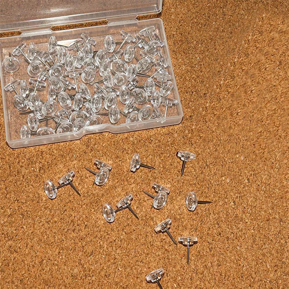 100pcs Round Clear Push Pins Thumb Tacks For Bulletin Board Posters Photos Postcards Office Home Decoration