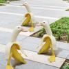 1/2Pcs Garden Creative Statue Banana Duck Statue Yard Art Peeled Banana Figurine For Outdoor Garden Home Desktop Ornaments