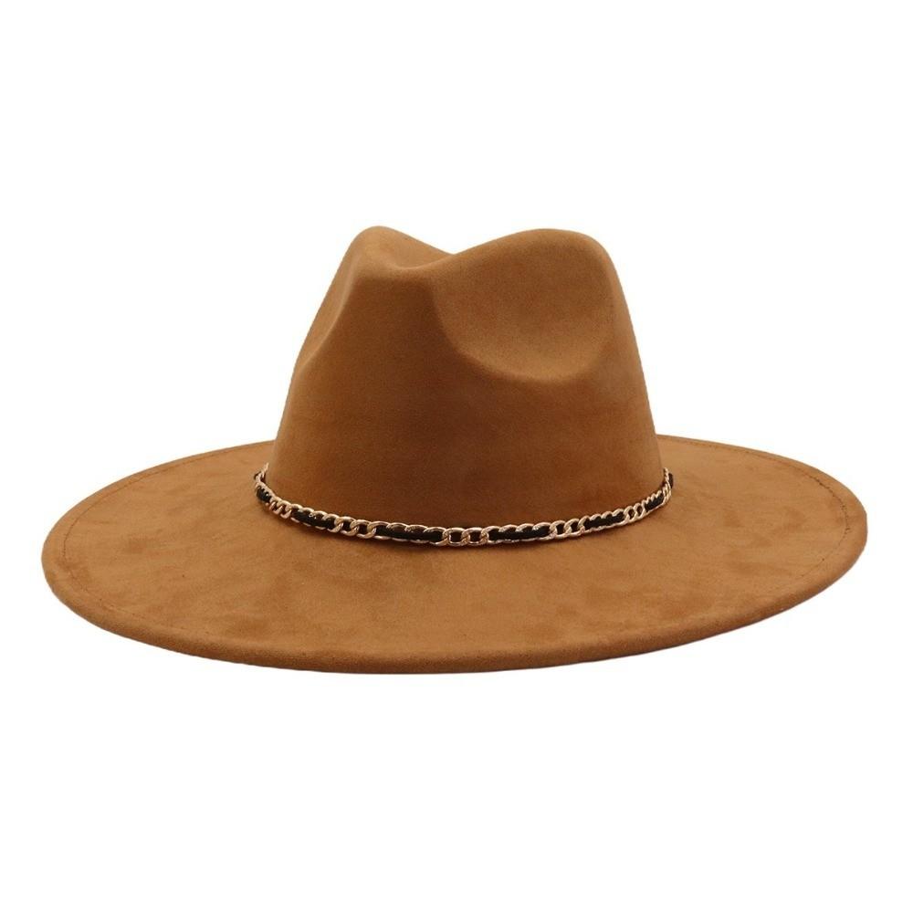 

Vintage Classic Wide Brim Jazz Cap with Belt Leatherette Western Cowboy Hats British Style Felt Hat Stage Performance хаки