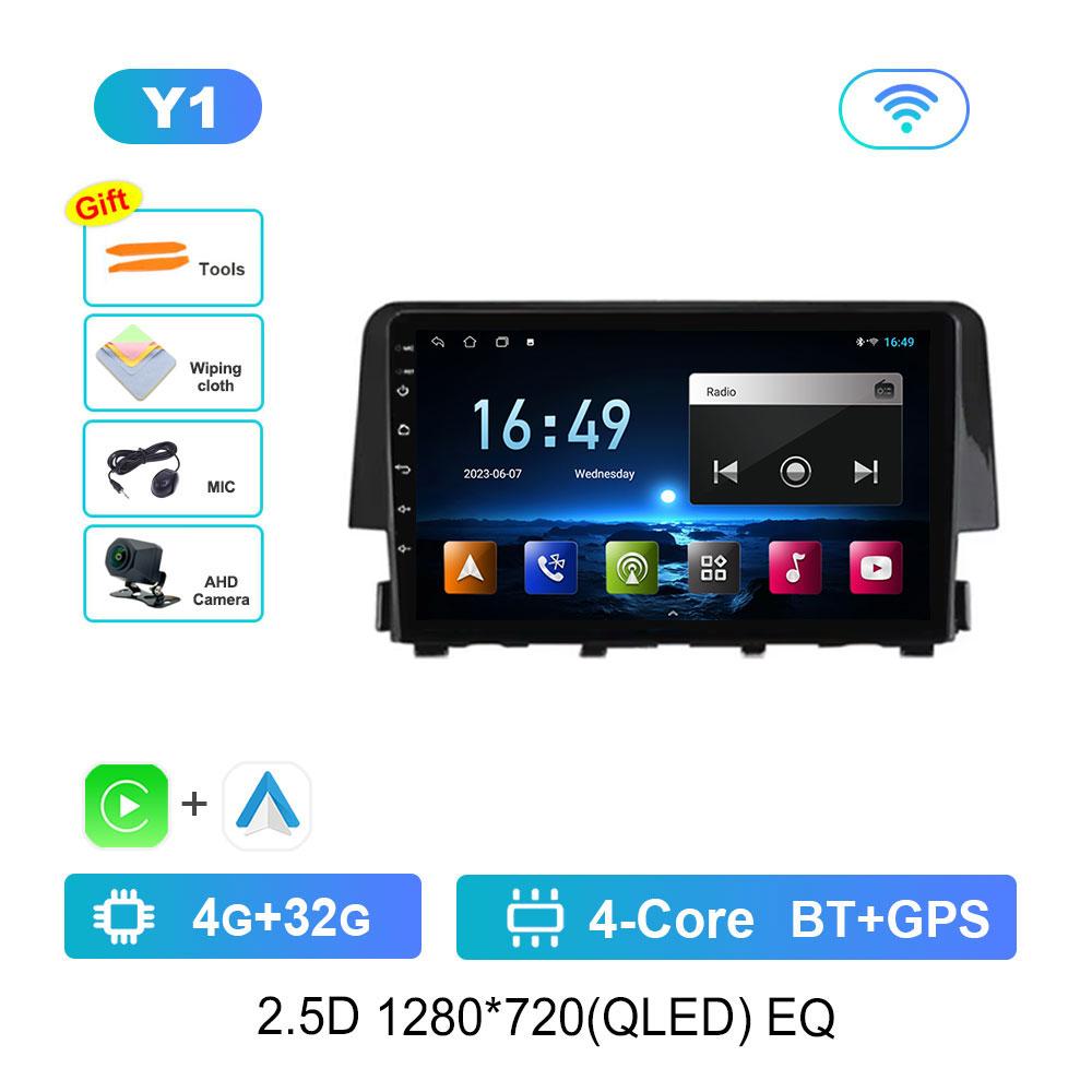 For Honda Civic 10th 2016 - 2021 Android 14 Intelligent System Car Radio Multimedia Video Player Navigation GPS 4G WIFI DSP