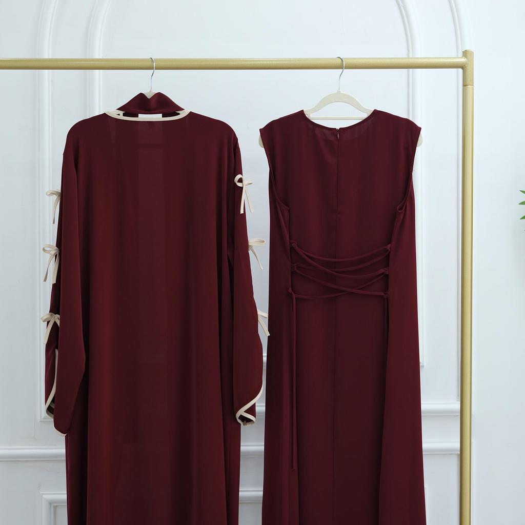 Pure Beauty Bow Long Robe Dress Abaya - Loriya 2025, Europe, America & Middle East Style, Model LR962