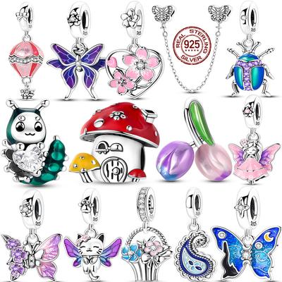 New In Spring Series Copper Butterfly Flower Pendant Charms Jewelry Fit Originalbracelet For Women Diy Gift