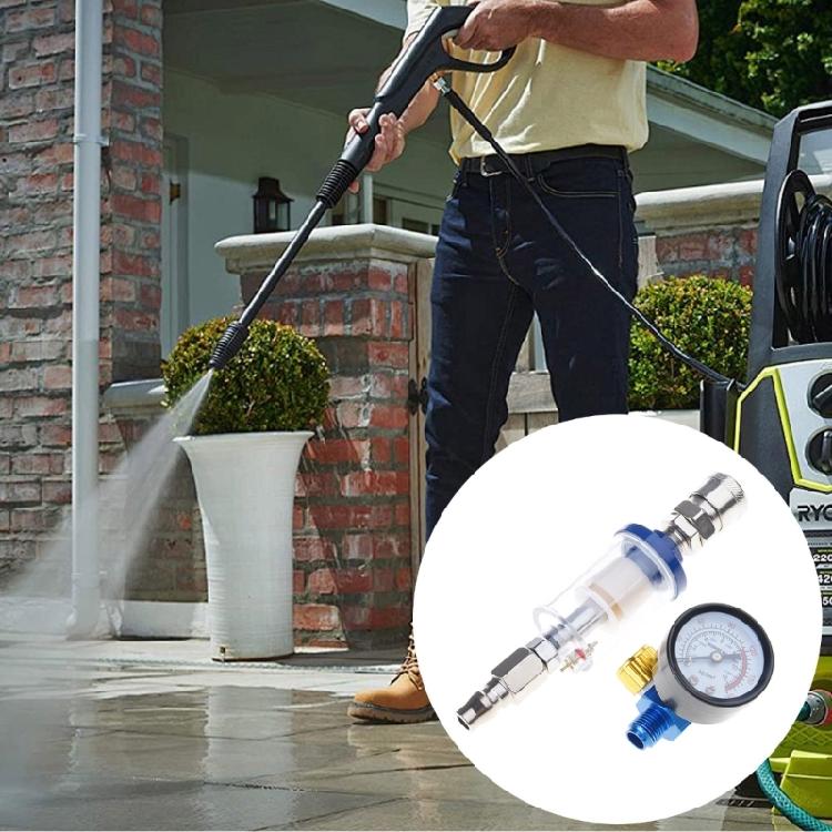 Universeller Luftfilter mit Manometer Ölwasserabscheider Druckregler für Spritzpistole Farbpistole Feuchtigkeitsfilter