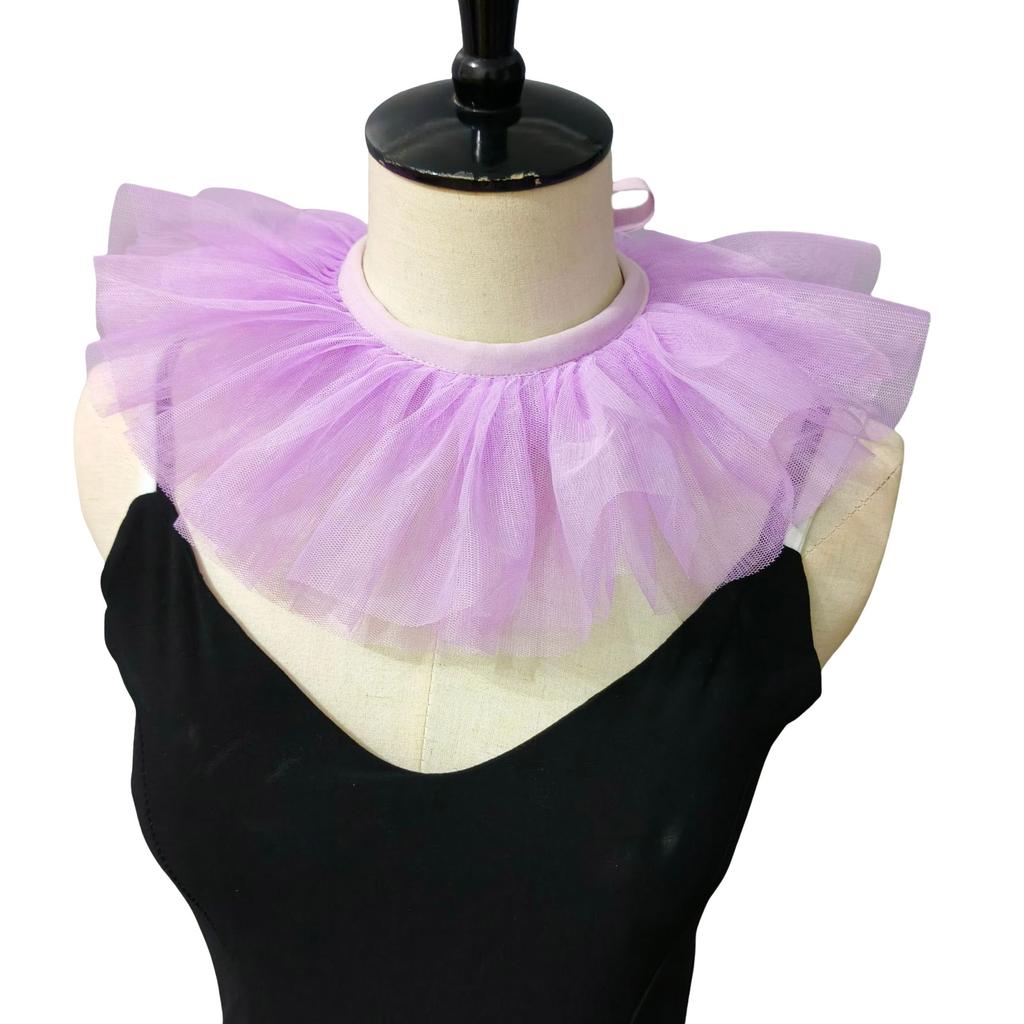 Kids Girls Renaissances Ruffled False Collar Cape Victorian Style Choker Necklace for Cosplay and Costume Accessories