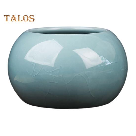 Ceramic Bowl Lotus Planter Round Mini Flowerpot Glazed Bonsai Bowl Lotus Pot for Planting Pennywort Small Hydroponic Plants