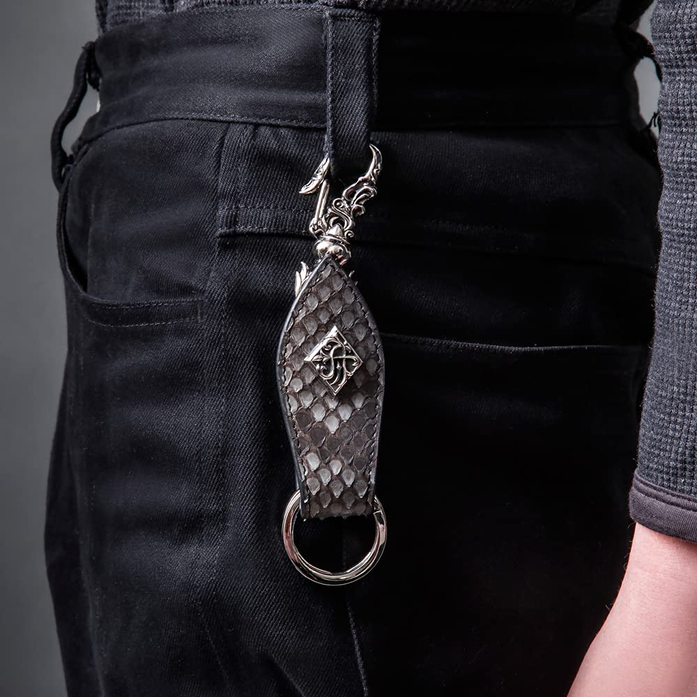 Artemis Classic Karabiner Python Gürtelschlaufe Schlange Marke Schlüssel Rindsleder Edelstahl Zubehör Schlüsselanhänger, Leder, Herren, ACLK0025, Herrenschmuck,