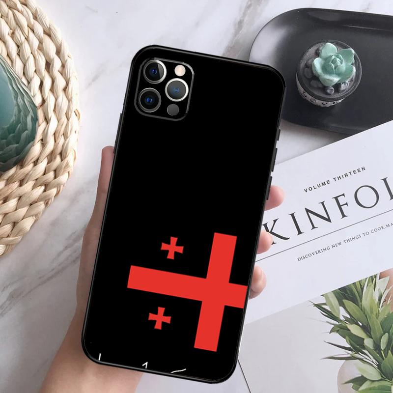 Georgia Flag Soft Case For iPhone 16 Pro Max 13 12 Mini XS Max X XR 11 15 Pro Max 14 Plus Back Cover