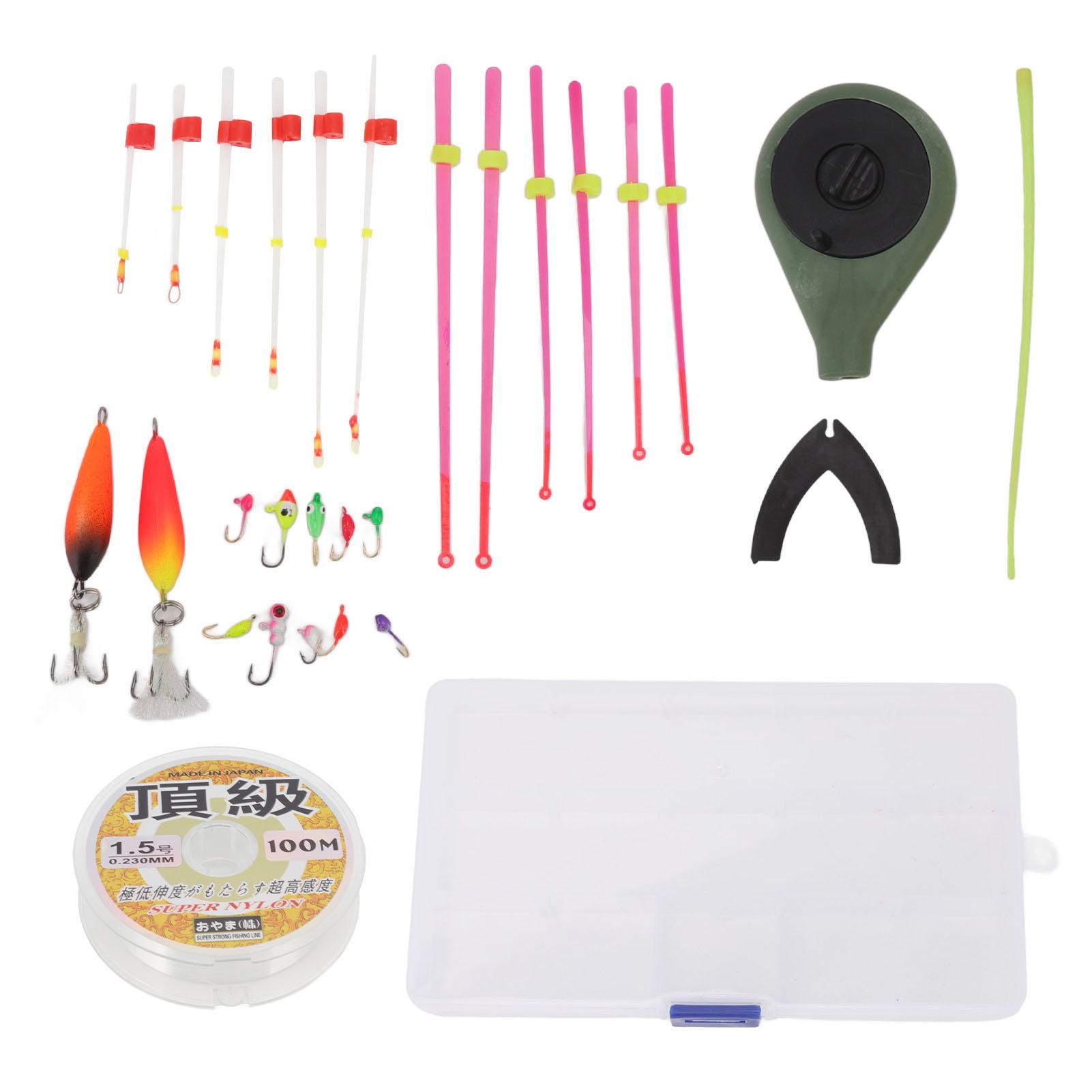 Mini Ice Fishing Rod Reel Combo Portable Ice Fishing Pole Top Tips Swim Jigs Hook Set for Outdoor Winter OD Green