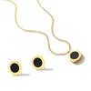 Elegant Rose Gold Titanium Steel Earring & Necklace Set for Women - Trendy French Chain