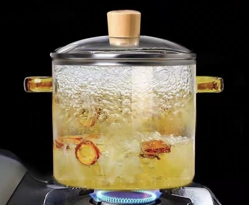 Glass pan with lid handle Multifunctional home kitchen Restaurant glass cooking pot