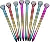Maydahui Stylish Diamond Ballpoint Set of Blue Students Pens, 12, 0.5mm, Oil-Based Ink, Cute, Sparkly, Stationery, Gift, Present, Children,