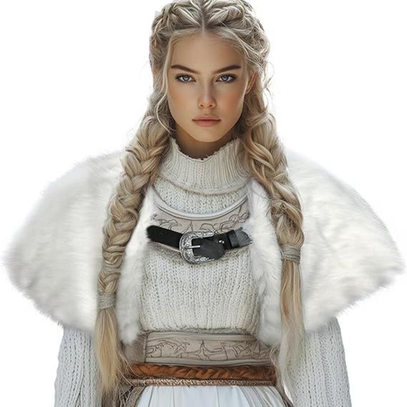 Medieval Vintage Style Artificial Furs Capes Cloak Warm Winter Role Play Halloween Costume Accessory Unisex Design Shawl